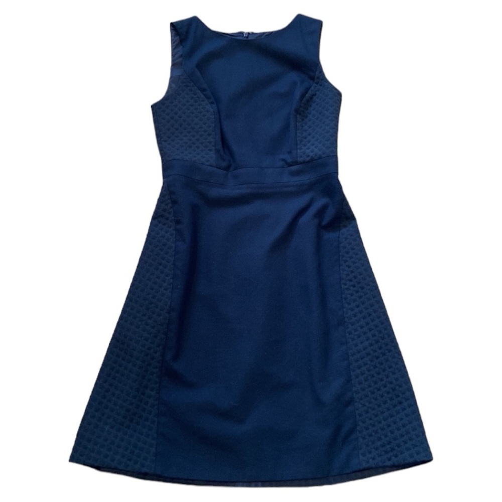 J. Crew Diamond Jacquard Pique A-Line Dress Color Navy Size 8